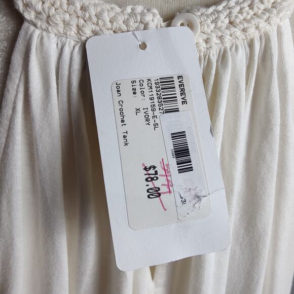 NWT Evereve Women's Sz XL Ivory Cream Crochet Halter Racerback Tank Cotton Linen - Picture 5 of 7